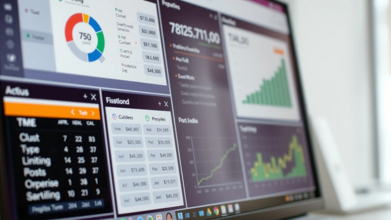 ordinateur affichant des outils financiers en ligne