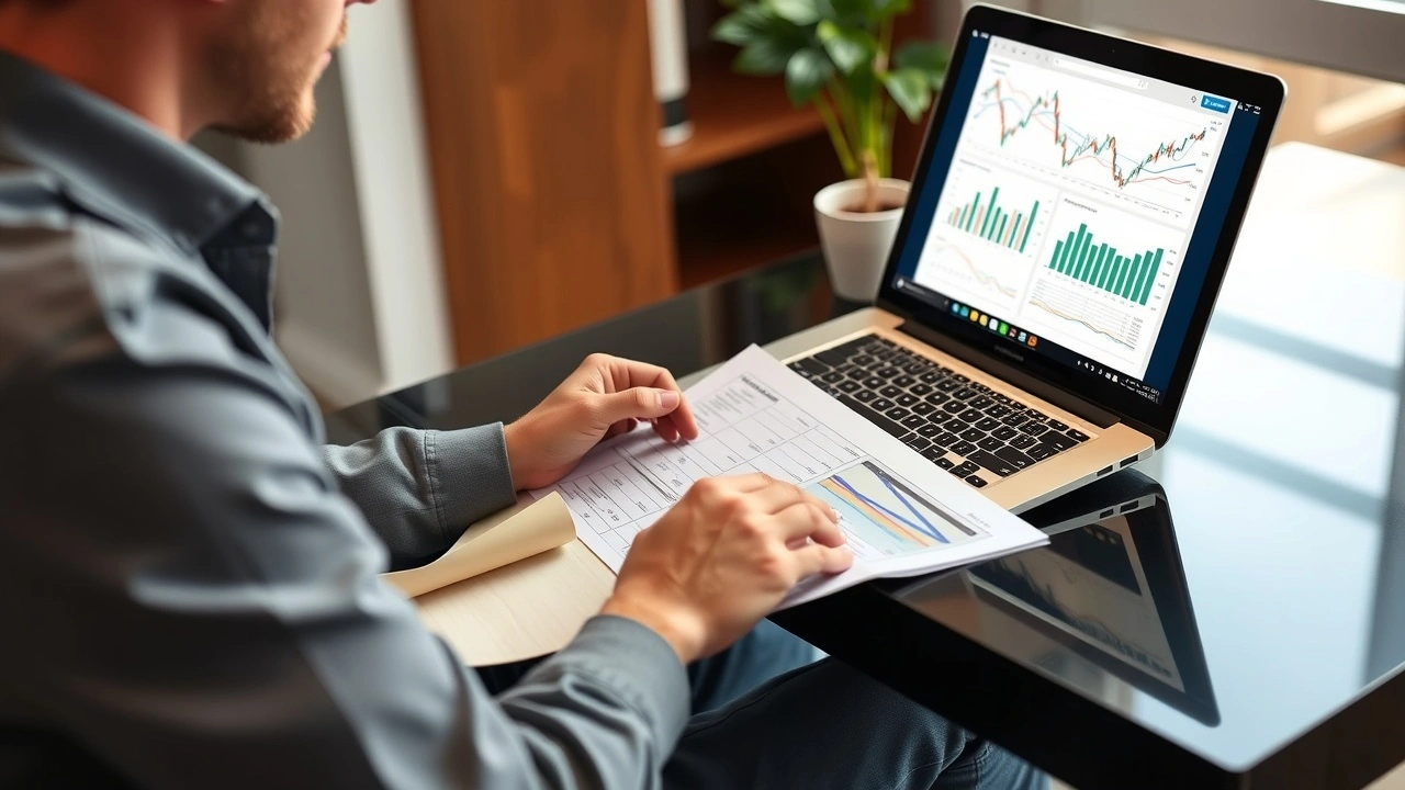 person analysant des documents financiers sur un bureau