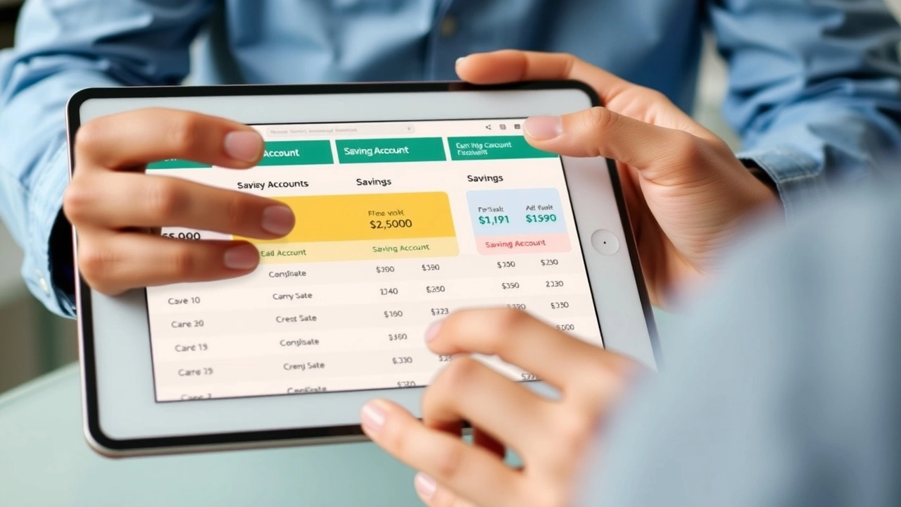 person comparant des produits d epargne sur une tablette