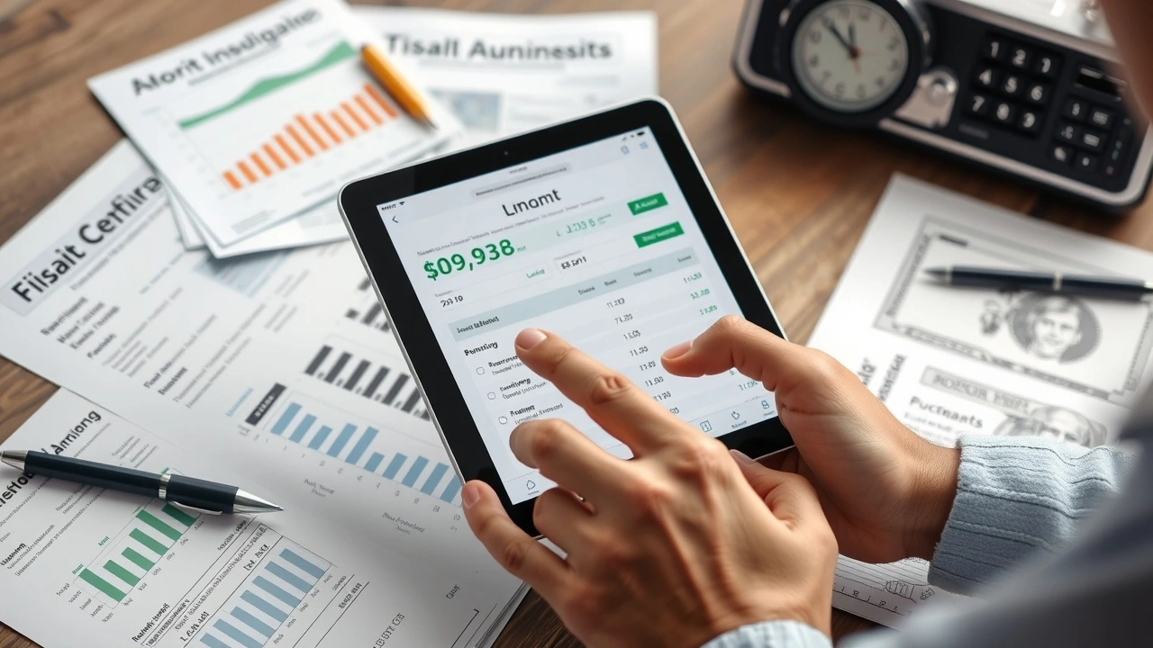 person utilisant une application de budget sur une tablette