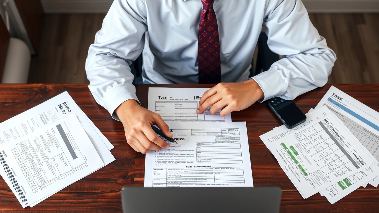 une personne avec des documents fiscaux sur un bureau