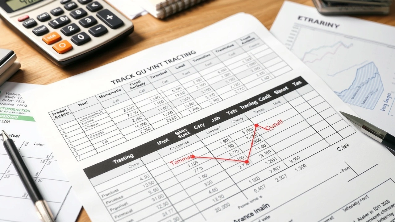 tableau de suivi des prélèvements fiscaux sur un bureau