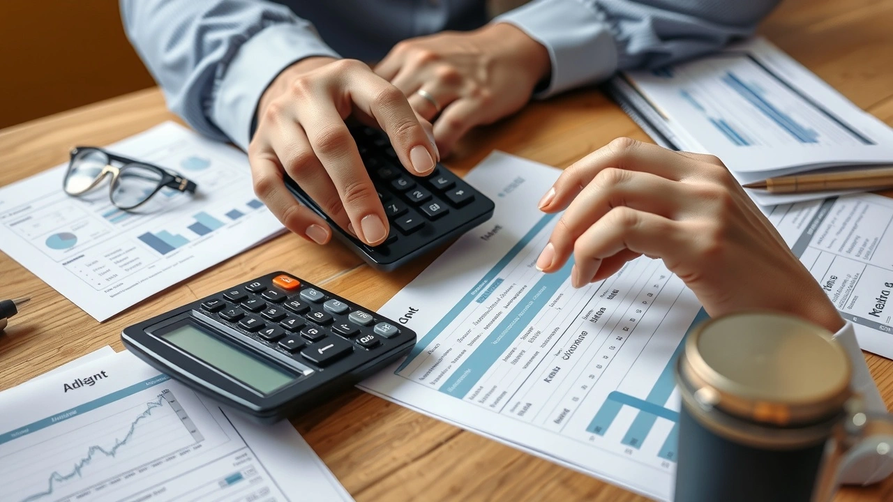 person faisant un budget avec une calculatrice