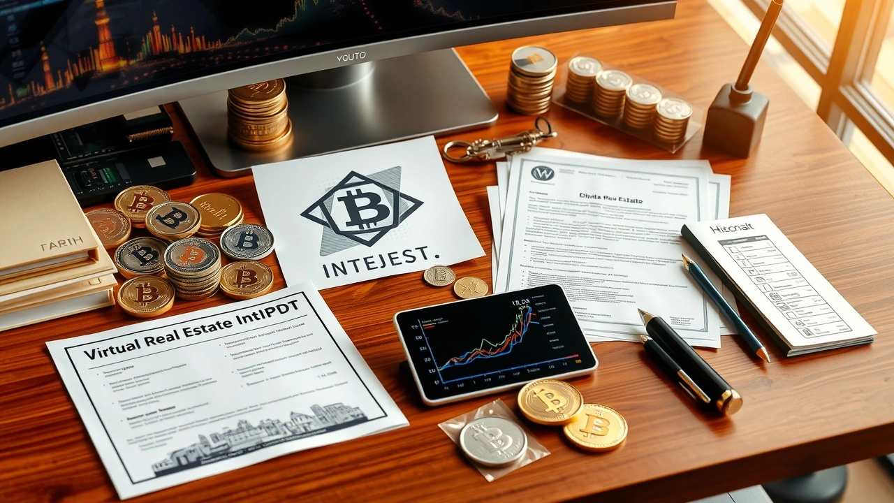 bureau avec actifs virtuels dont cryptomonnaies et art numérique