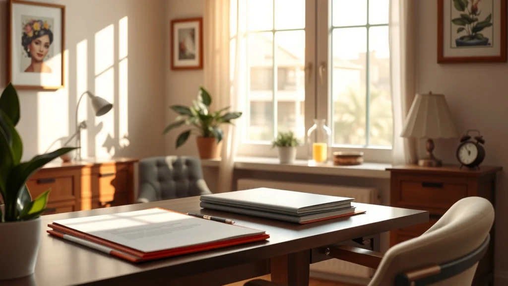 Bureau serein avec documents bien organisés pour la préparation de l'héritage.
