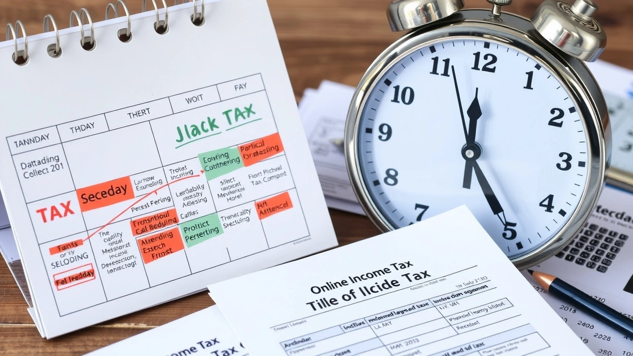 calendrier avec délais fiscaux et documents de déclaration