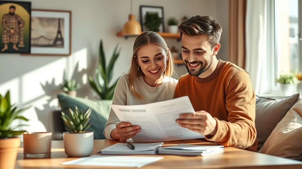 Une scène illustrant un couple discutant de leurs économies dans un salon accueillant.