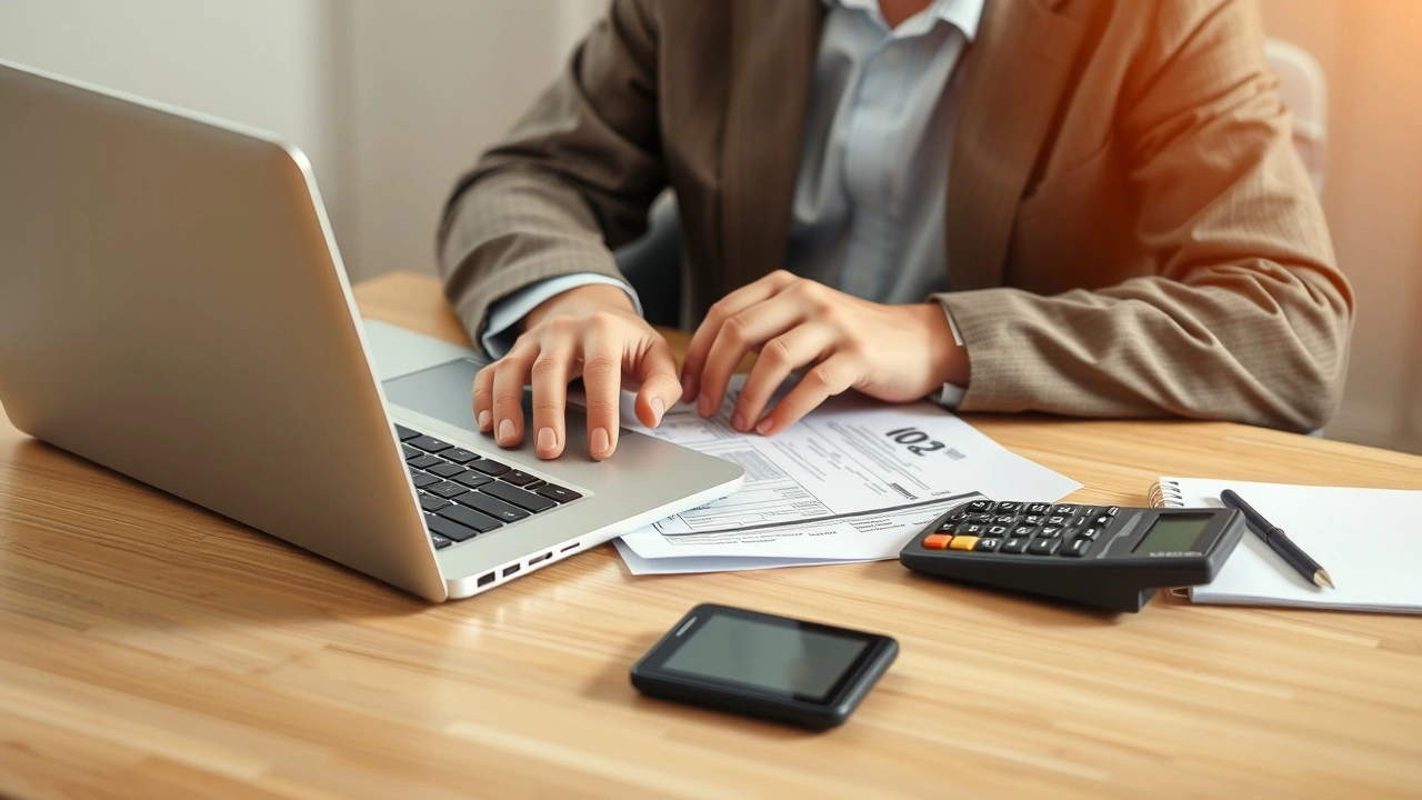 person utilisant un ordinateur pour des démarches fiscales