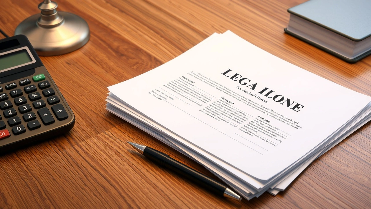 documents et outil de calcul sur un bureau en bois