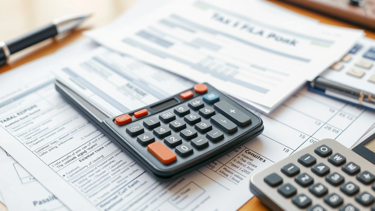 documents financiers et une calculatrice sur un bureau