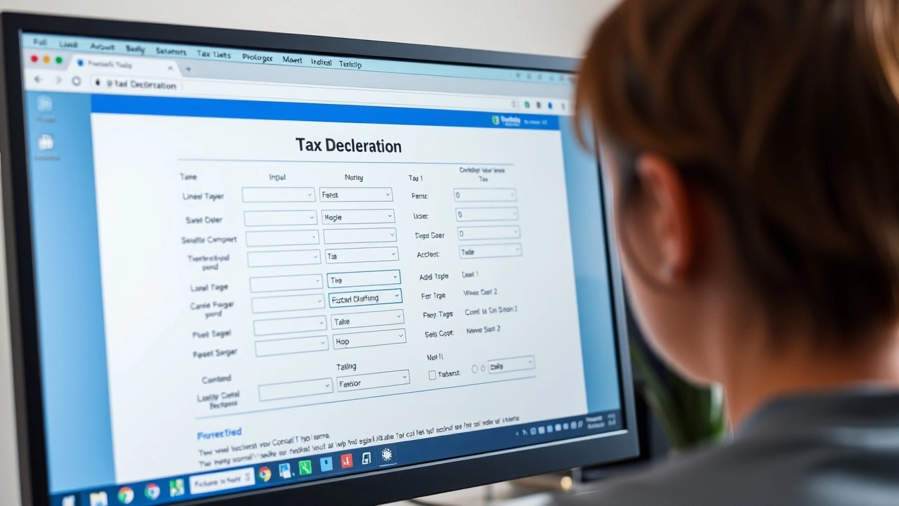 écran d'ordinateur montrant une déclaration de revenus en ligne