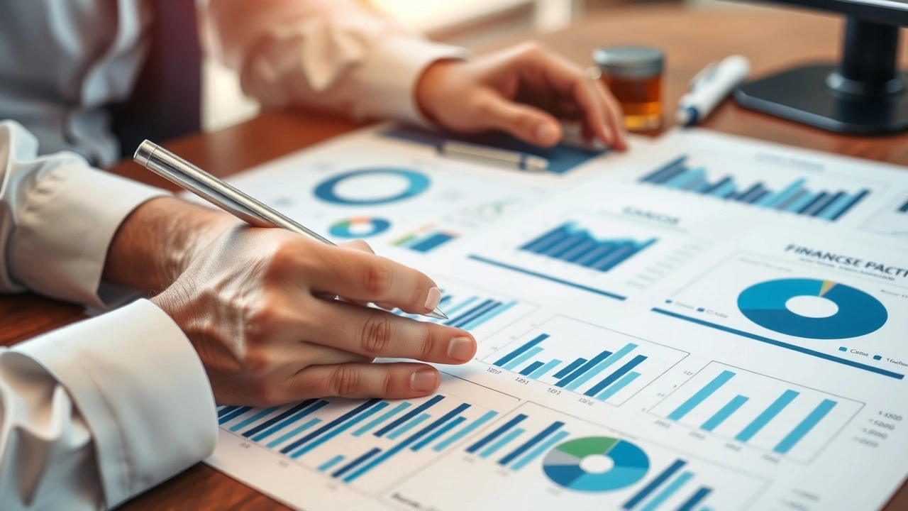 person analysant des graphiques financiers sur un bureau