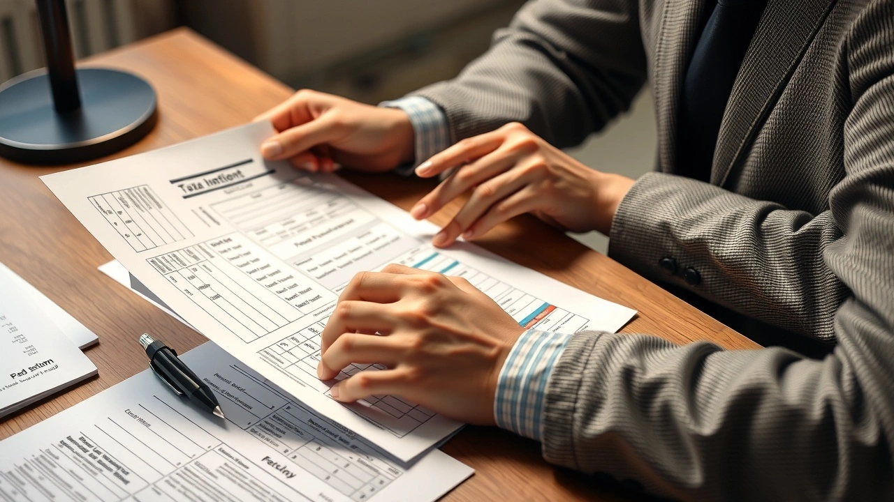 une personne examinant des documents fiscaux à un bureau