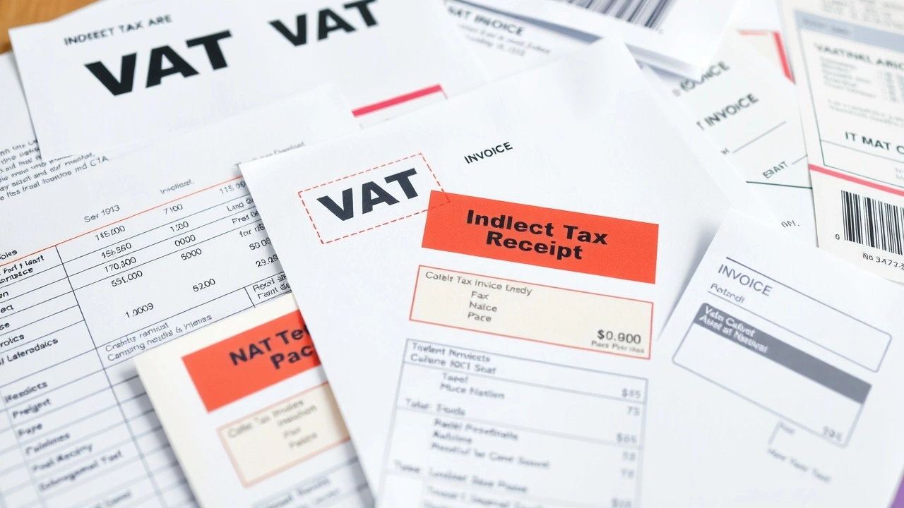 documents de taxes indirectes avec des reçus variés